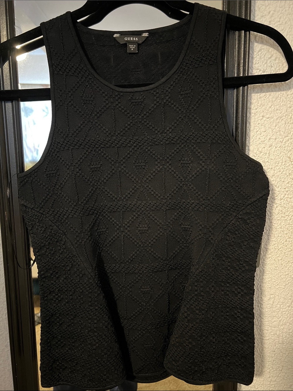 Guess Peplum Geo Stitch Top